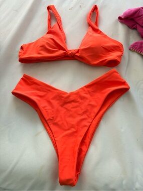 Bright Neon Orange Two-Piece Bikini Set